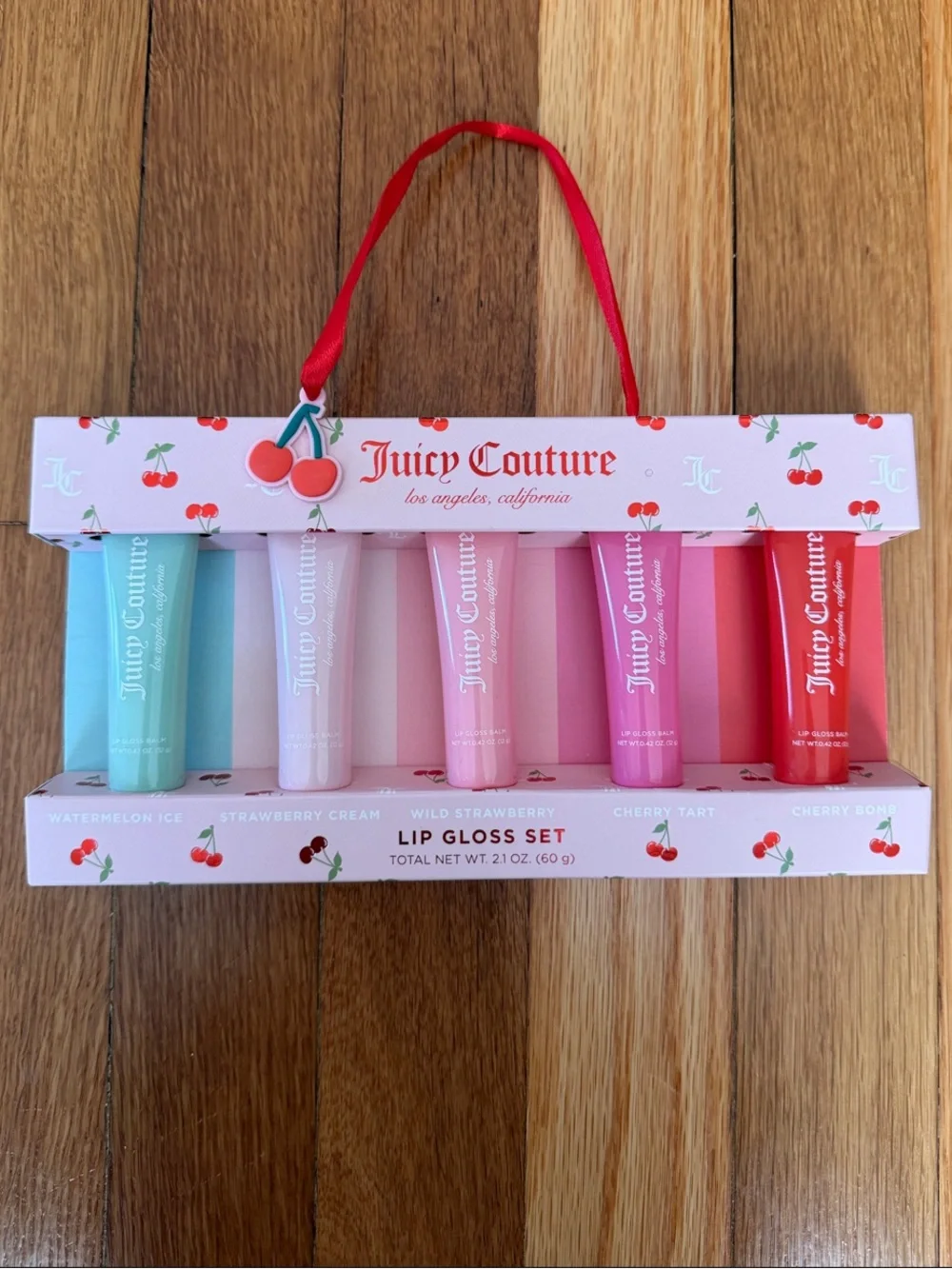 NEW WITH TAGS Sealed Juicy Couture 5 Pc Lip Gloss Set Cherry Gift Set